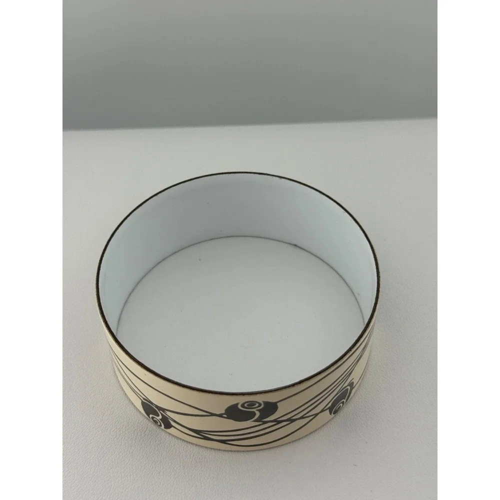Vintage Enamel Rose Flower Bangle Bracelet Unsigned Possibly Michaela Frey‎